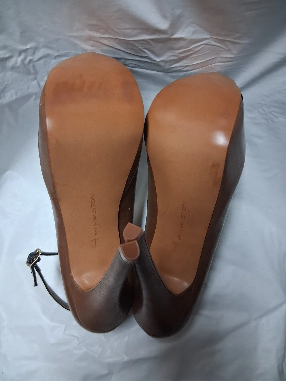 Halston Heritage Brown and Black Platform Pump with Ankle Strap Size 9M